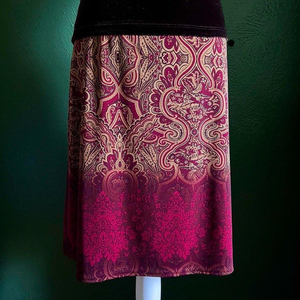 Red and Gold Patterned Skirt